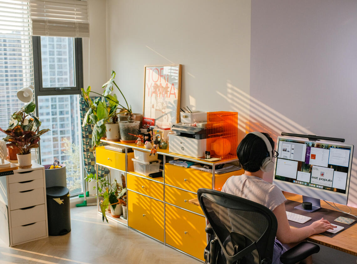 a person working at their computer